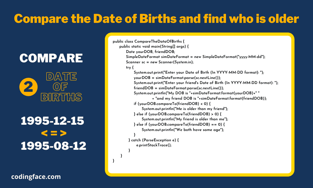 Compare the Date of Births and find who is older in Java